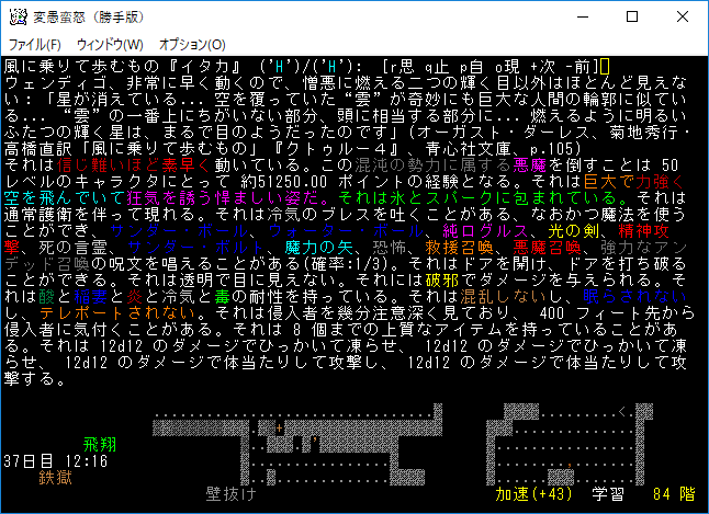 変愚蛮怒東方project勝手版のプレイ日記133女魔術師 フィオナ W N